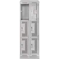 Clean Line Lockers, 3 -tier, Bank of 2, 24" x 15" x 82", Steel, Grey, Rivet (Assembled), Perforated Groupe Belzile Dickner