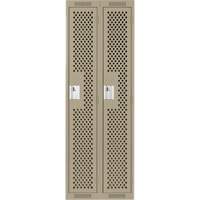 Clean Line Lockers, Bank of 2, 24" x 15" x 72", Steel, Beige, Rivet (Assembled), Perforated Groupe Belzile Dickner