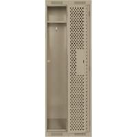 Clean Line Lockers, Bank of 2, 24" x 15" x 72", Steel, Beige, Rivet (Assembled), Perforated Groupe Belzile Dickner