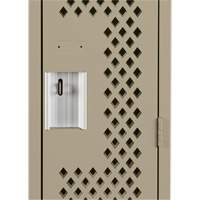 Clean Line Lockers, Bank of 3, 36" x 12" x 72", Steel, Beige, Rivet (Assembled), Perforated Groupe Belzile Dickner