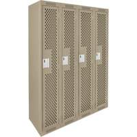 Clean Line Lockers, Bank of 4, 48" x 12" x 72", Steel, Beige, Rivet (Assembled), Perforated Groupe Belzile Dickner