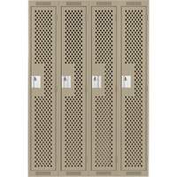 Clean Line Lockers, Bank of 4, 48" x 12" x 72", Steel, Beige, Rivet (Assembled), Perforated Groupe Belzile Dickner
