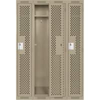 Clean Line Lockers, Bank of 4, 48" x 12" x 72", Steel, Beige, Rivet (Assembled), Perforated Groupe Belzile Dickner