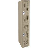 Clean Line Lockers, 2 -tier, 12" x 12" x 72", Steel, Beige, Rivet (Assembled), Perforated Groupe Belzile Dickner