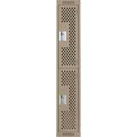 Clean Line Lockers, 2 -tier, 12" x 12" x 72", Steel, Beige, Rivet (Assembled), Perforated Groupe Belzile Dickner