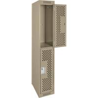 Clean Line Lockers, 2 -tier, 12" x 12" x 72", Steel, Beige, Rivet (Assembled), Perforated Groupe Belzile Dickner