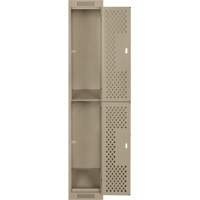 Clean Line Lockers, 2 -tier, 12" x 12" x 72", Steel, Beige, Rivet (Assembled), Perforated Groupe Belzile Dickner