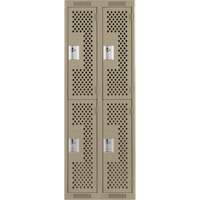 Casiers Clean Line, 2 niveaux, Bloc de 2, 24" x 12" x 72", Acier, Beige, Rivet (assembl&eacute;), Perfor&eacute; Groupe Belzile Dickner