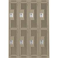 Clean Line Lockers, 2 -tier, Bank of 4, 48" x 12" x 72", Steel, Beige, Rivet (Assembled), Perforated Groupe Belzile Dickner