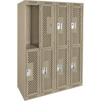 Clean Line Lockers, 2 -tier, Bank of 4, 48" x 12" x 72", Steel, Beige, Rivet (Assembled), Perforated Groupe Belzile Dickner