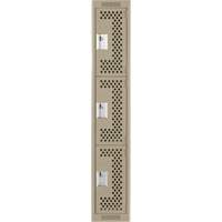 Clean Line Lockers, 3 -tier, 12" x 12" x 72", Steel, Beige, Rivet (Assembled), Perforated Groupe Belzile Dickner
