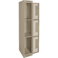Clean Line Lockers, 3 -tier, 12" x 12" x 72", Steel, Beige, Rivet (Assembled), Perforated Groupe Belzile Dickner