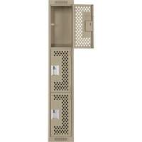 Clean Line Lockers, 3 -tier, 12" x 12" x 72", Steel, Beige, Rivet (Assembled), Perforated Groupe Belzile Dickner