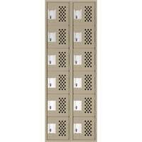 Assembled Lockerettes Clean Line Perforated Economy Lockers, 6 -tier, Bank of 2, 18" x 72" x 12", Steel Groupe Belzile Dickner