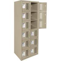 Assembled Lockerettes Clean Line Perforated Economy Lockers, 6 -tier, Bank of 2, 18" x 72" x 12", Steel Groupe Belzile Dickner