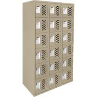 Assembled Lockerettes Clean Line Perforated Economy Lockers, 6 -tier, Bank of 3, 18" x 72" x 12", Steel Groupe Belzile Dickner