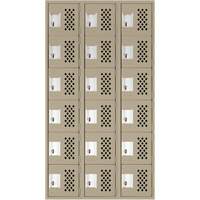 Assembled Lockerettes Clean Line Perforated Economy Lockers, 6 -tier, Bank of 3, 18" x 72" x 12", Steel Groupe Belzile Dickner