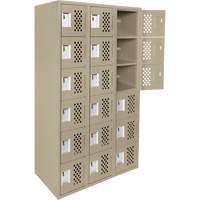 Assembled Lockerettes Clean Line Perforated Economy Lockers, 6 -tier, Bank of 3, 18" x 72" x 12", Steel Groupe Belzile Dickner