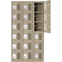 Assembled Lockerettes Clean Line Perforated Economy Lockers, 6 -tier, Bank of 3, 18" x 72" x 12", Steel Groupe Belzile Dickner