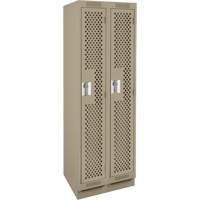 Clean Line Lockers, Bank of 2, 24" x 15" x 76", Steel, Beige, Rivet (Assembled), Perforated Groupe Belzile Dickner