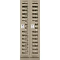 Clean Line Lockers, Bank of 2, 24" x 15" x 76", Steel, Beige, Rivet (Assembled), Perforated Groupe Belzile Dickner