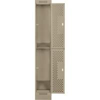 Casiers Clean Line, 2 niveaux, 12" x 18" x 76", Acier, Beige, Rivet (assembl&eacute;), Perfor&eacute; Groupe Belzile Dickner