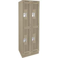 Casiers Clean Line, 2 niveaux, Bloc de 2, 24" x 18" x 76", Acier, Beige, Rivet (assembl&eacute;), Perfor&eacute; Groupe Belzile Dickner