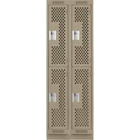 Casiers Clean Line, 2 niveaux, Bloc de 2, 24" x 18" x 76", Acier, Beige, Rivet (assembl&eacute;), Perfor&eacute; Groupe Belzile Dickner