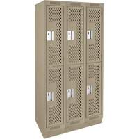 Casiers Clean Line, 2 niveaux, Bloc de 3, 36" x 18" x 76", Acier, Beige, Rivet (assembl&eacute;), Perfor&eacute; Groupe Belzile Dickner