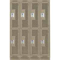 Casiers Clean Line, 2 niveaux, Bloc de 4, 48" x 18" x 76", Acier, Beige, Rivet (assembl&eacute;), Perfor&eacute; Groupe Belzile Dickner