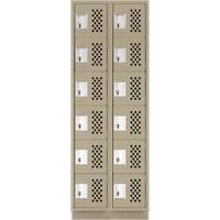 Assembled Lockerettes Clean Line Perforated Economy Lockers, 6 -tier, Bank of 2, 18" x 72" x 12", Steel Groupe Belzile Dickner