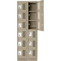 Assembled Lockerettes Clean Line Perforated Economy Lockers, 6 -tier, Bank of 2, 18" x 72" x 12", Steel Groupe Belzile Dickner