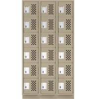 Assembled Lockerettes Clean Line Perforated Economy Lockers, 6 -tier, Bank of 3, 18" x 72" x 12", Steel Groupe Belzile Dickner