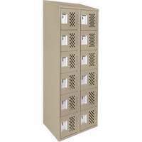 Assembled Lockerettes Clean Line Perforated Economy Lockers, 6 -tier, Bank of 2, 18" x 72" x 12", Steel Groupe Belzile Dickner