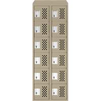 Assembled Lockerettes Clean Line Perforated Economy Lockers, 6 -tier, Bank of 2, 18" x 72" x 12", Steel Groupe Belzile Dickner