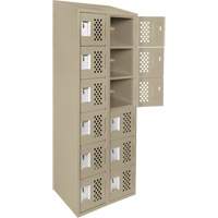 Assembled Lockerettes Clean Line Perforated Economy Lockers, 6 -tier, Bank of 2, 18" x 72" x 12", Steel Groupe Belzile Dickner