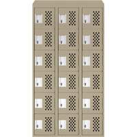 Assembled Lockerettes Clean Line Perforated Economy Lockers, 6 -tier, Bank of 3, 18" x 72" x 12", Steel Groupe Belzile Dickner
