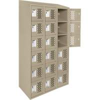 Assembled Lockerettes Clean Line Perforated Economy Lockers, 6 -tier, Bank of 3, 18" x 72" x 12", Steel Groupe Belzile Dickner
