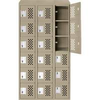 Assembled Lockerettes Clean Line Perforated Economy Lockers, 6 -tier, Bank of 3, 18" x 72" x 12", Steel Groupe Belzile Dickner