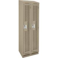 Clean Line Lockers, Bank of 2, 24" x 18" x 82", Steel, Beige, Rivet (Assembled), Perforated Groupe Belzile Dickner