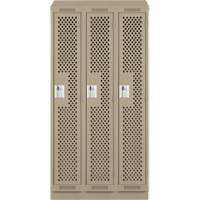 Clean Line Lockers, Bank of 3, 36" x 18" x 82", Steel, Beige, Rivet (Assembled), Perforated Groupe Belzile Dickner