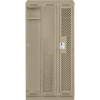 Clean Line Lockers, Bank of 3, 36" x 18" x 82", Steel, Beige, Rivet (Assembled), Perforated Groupe Belzile Dickner
