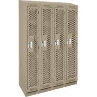 Clean Line Lockers, Bank of 4, 48" x 18" x 82", Steel, Beige, Rivet (Assembled), Perforated Groupe Belzile Dickner