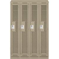 Clean Line Lockers, Bank of 4, 48" x 18" x 82", Steel, Beige, Rivet (Assembled), Perforated Groupe Belzile Dickner