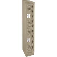 Clean Line Lockers, 2 -tier, 12" x 15" x 82", Steel, Beige, Rivet (Assembled), Perforated Groupe Belzile Dickner