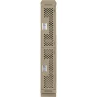 Clean Line Lockers, 2 -tier, 12" x 15" x 82", Steel, Beige, Rivet (Assembled), Perforated Groupe Belzile Dickner