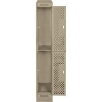 Clean Line Lockers, 2 -tier, 12" x 15" x 82", Steel, Beige, Rivet (Assembled), Perforated Groupe Belzile Dickner