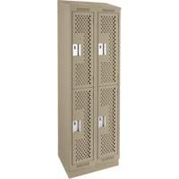 Clean Line Lockers, 2 -tier, Bank of 2, 24" x 15" x 82", Steel, Beige, Rivet (Assembled), Perforated Groupe Belzile Dickner