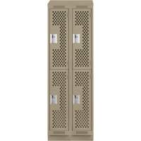 Clean Line Lockers, 2 -tier, Bank of 2, 24" x 15" x 82", Steel, Beige, Rivet (Assembled), Perforated Groupe Belzile Dickner