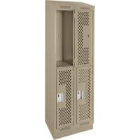 Clean Line Lockers, 2 -tier, Bank of 2, 24" x 15" x 82", Steel, Beige, Rivet (Assembled), Perforated Groupe Belzile Dickner